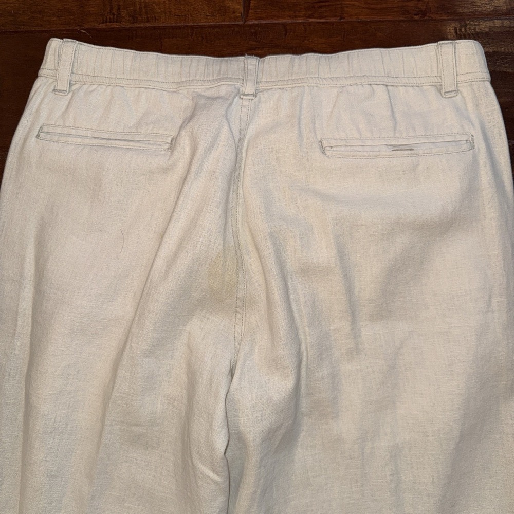 Paradise  Collection Pants Linen Blend Pants Straight Leg Cream Sz Medium 34x31 - Picture 6 of 8